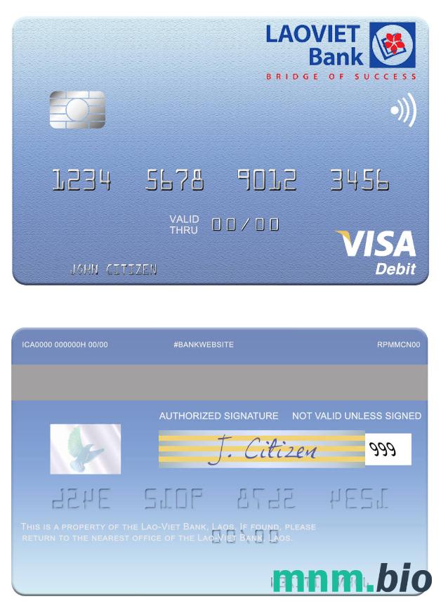 Laos Lao-Viet Bank visa debet karta przykład w formacie PSD